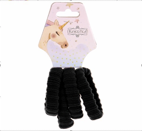 Резинки для волос 4шт "Raili fashion", цвет черный, d-5см (подвес единорог)