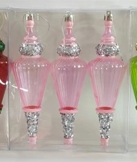 Елочные игрушки "Сияющий кристалл" 5,2*5,2*19 см (набор 2 шт), Розовый