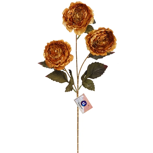 Искусственные цветы FLOWERS GLAMOUR 63см Пионы 3 цветка золотые_2