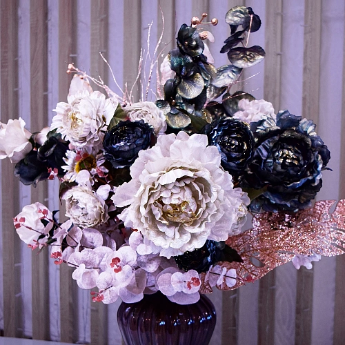 Искусственные цветы "FLOWERS GLAMOUR" 60см Пионы 2 цветка зеленые