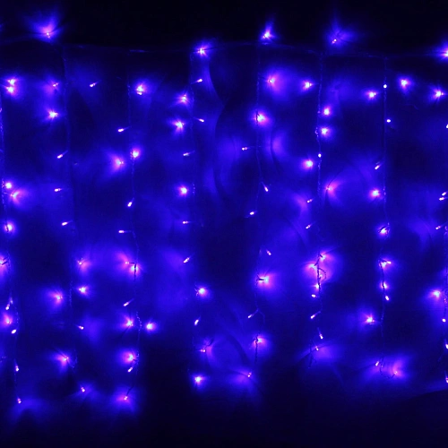 Гирлянда для дома ЗАНАВЕС "Мерцание" ш3,0* в2,5 м 480 ламп LED, прозрач.пров, авторежим, IP-20, Синий (возможность соединения)