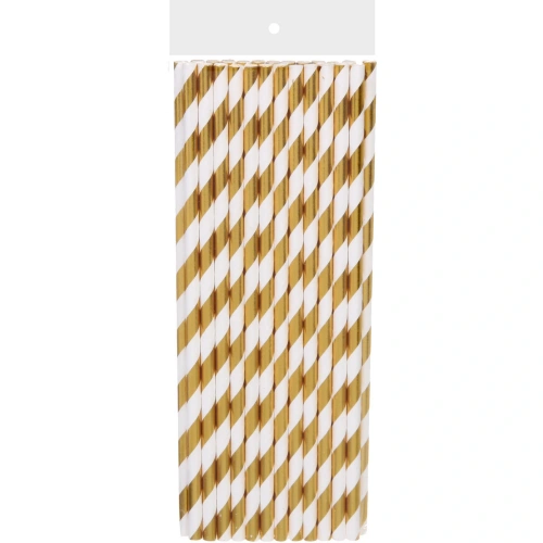Трубочка для коктейля "Праздник" 19,5 см d-6 мм (набор 25 шт), Золото