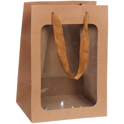 Пакет для цветов и подарков "Искренний подарок" 18*13*25 см, коричневый