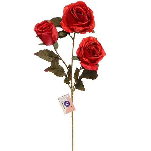 Искусственные цветы FLOWERS GLAMOUR 65см Розы 3 цветка красные_2