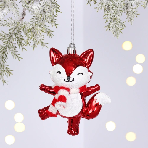 Ёлочная игрушка "Весёлый лисёнок" 8.8*5.5*13.5 см, Красный