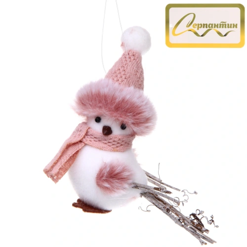 Фигурка "Зимняя птичка" 12 см, розовый