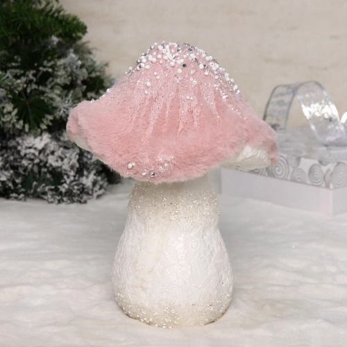 Фигурка новогодняя "Весёлый грибочек" 20*20*26 см, Розовый