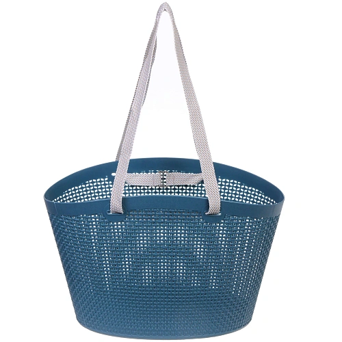 Корзинка для хранения с ручками ЛИБЕРТИ, цвет серо-голубой, 412128,5см (лейбл)_3