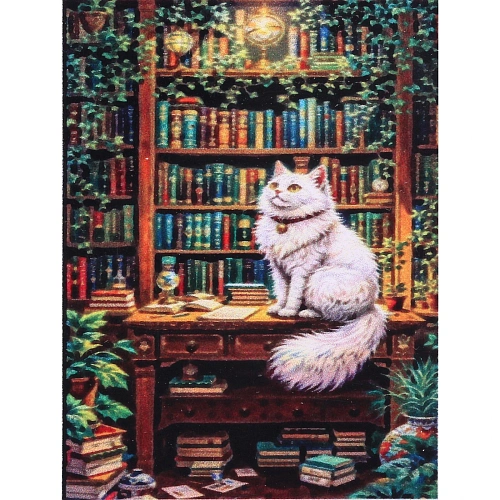 Алмазная мозаика в рулоне 3040см полная выкладка DIAMOND, Кот ученый_4