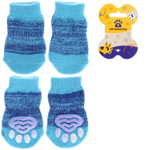 Носочки для животных "LAPUSIK", однотонные, цвет синий, размер l, 3,5см
