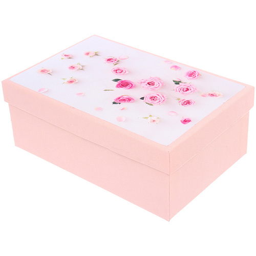 Коробка  подарочная "Розочки" 21*14*8 см, Розовый