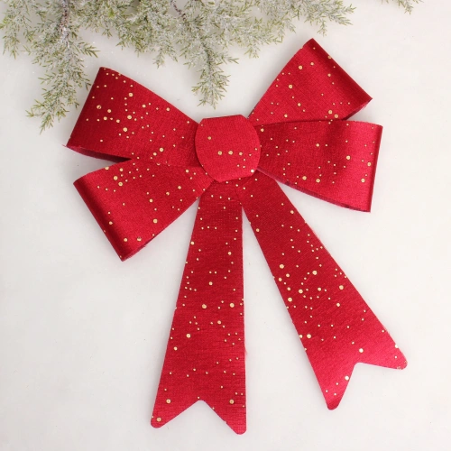 Бант на ёлку "Искристый день" 26*33 см, Красный