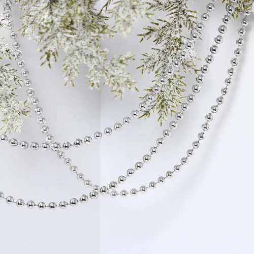 Бусы на ёлку 1,5м "Шарики" d-6мм, Серебро