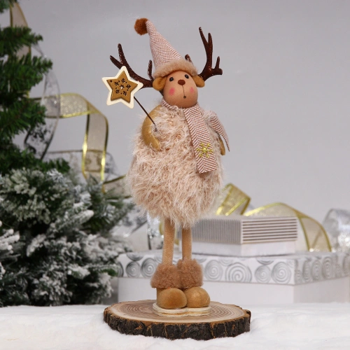 Фигурка новогодняя "Олень с волшебной палочкой" 28 см, коричневый