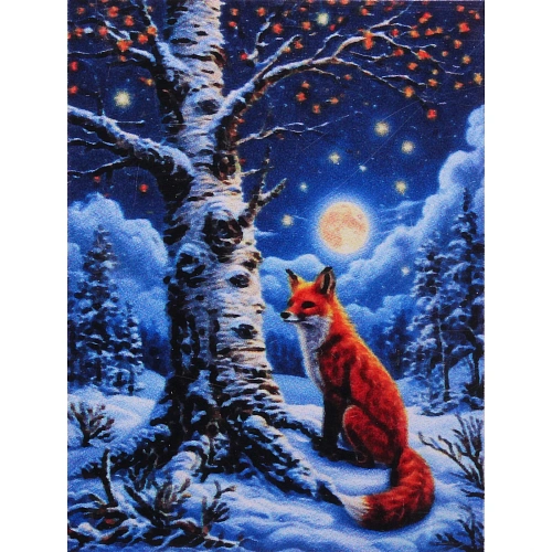 Алмазная мозаика в рулоне 3040см полная выкладка DIAMOND, Лис и Луна_4