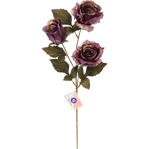 Искусственные цветы FLOWERS GLAMOUR 65см Розы 3 цветка лиловые_2
