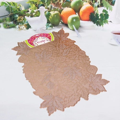 Салфетка на стол 3045см Кленовый лист розовое золото_3