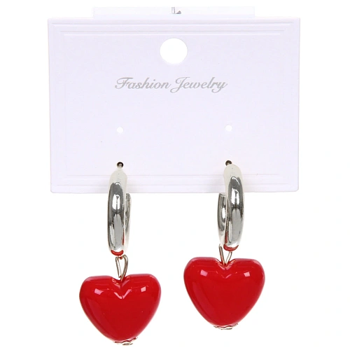 Серьги из гиппоалергенного сплава АМОР, красное сердце, цвет серебро и золото, 2,5см_6