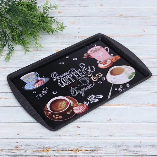 Поднос жестяной Coffee time 3824см, микс_3