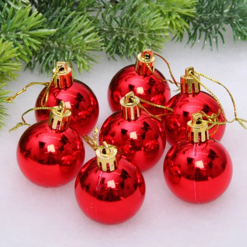 Новогодние шары 4 см (набор 24 шт) "Глянец", красный