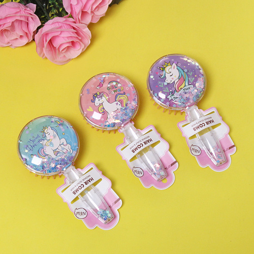 Расческа массажная Baby House Viki, микс 4 вида Единорожки, 1758см_3