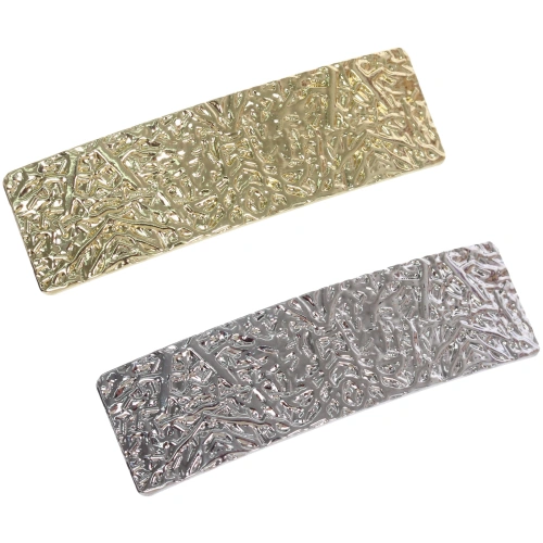 Заколка-автомат для волос "AKS - DesignPRO", прямоугольник, цвет золото и хром, 8*2,3см●