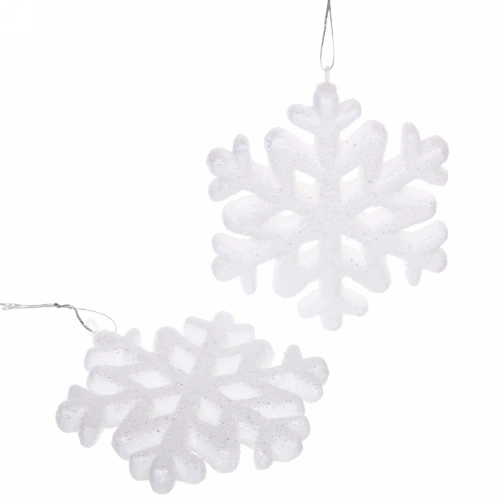 Ёлочные игрушки "Снежинки"10,5 см (набор 2 шт), белый блеск