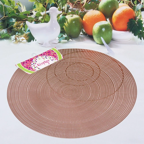 Салфетка плетеная 40см Юпитер розовое золото_3