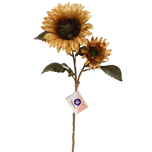 Искусственные цветы FLOWERS GLAMOUR 63см Подсолнухи 2 цветка золотые_2
