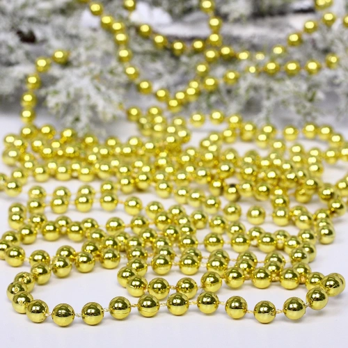 Бусы на елку 2,7м "Шарик" d-6мм, золото (pvc коробка)