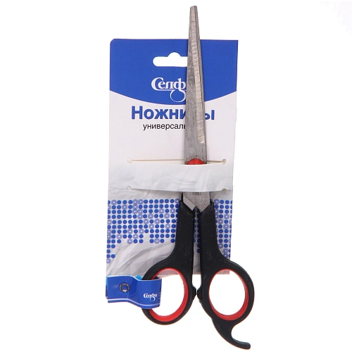 Ножницы универсальные бытовые ИДЕЯДОМА, с упором для пальца, цвет черный, 181см (блистер Селфи)_4