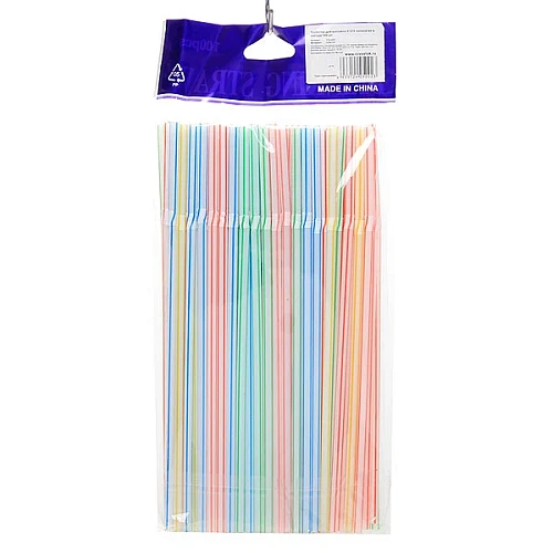 Трубочка для коктейля "Веселая полоска" 5*210 мм (в наборе 100 шт), микс