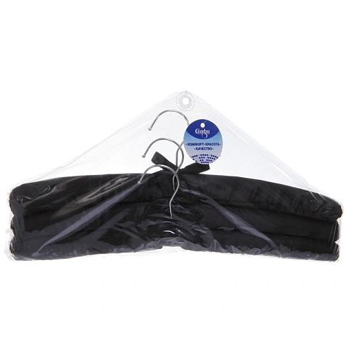 Плечики сатиновые 3шт ТАРТИТАН, цвет чёрный, 38см (Селфи)_3