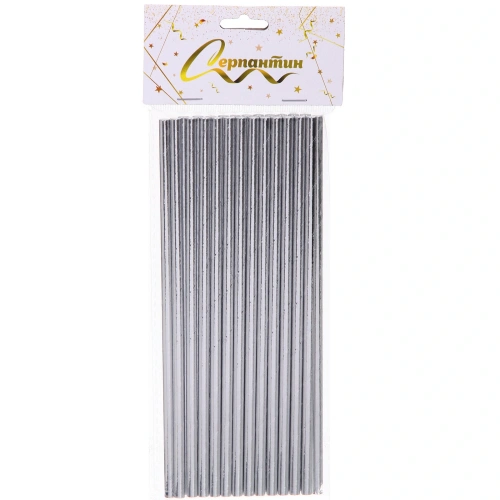 Трубочка для коктейля "Волшебство" 19,5 см d-6 мм (набор 25 шт), Серебро