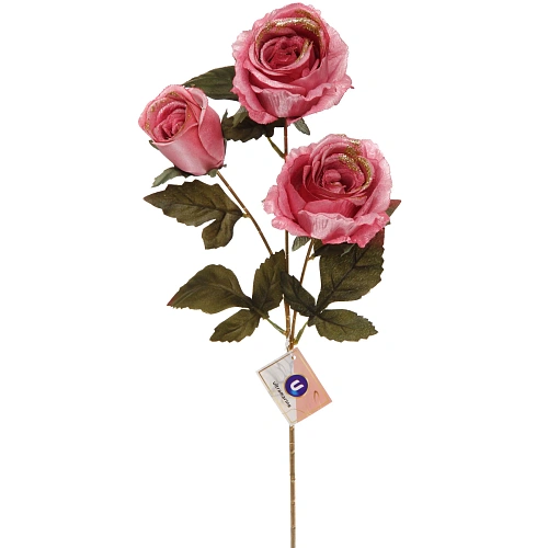 Искусственные цветы FLOWERS GLAMOUR 65см Розы 3 цветка розовые_2