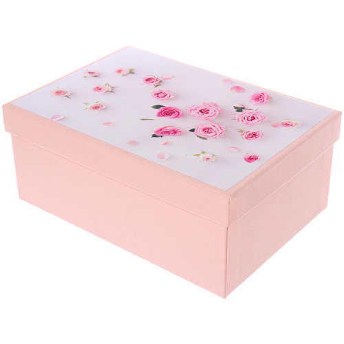 Коробка  подарочная "Розочки" 23*16*9.5 см, Розовый
