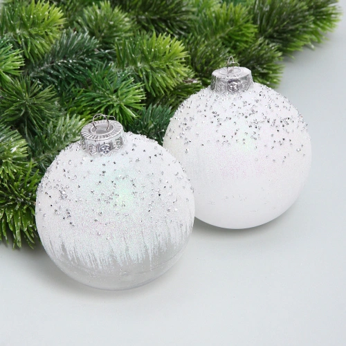 Набор шаров "Сказочная полночь" 10 см (в наборе 2 шт), Белый