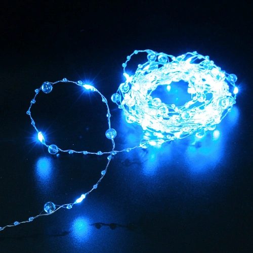 Гирлянда для дома НИТЬ "Льдинка" 5 м 50 ламп LED, 8 реж,IP-20, Голубой
