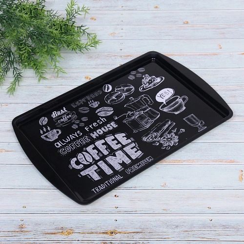 Поднос жестяной Coffee time 3824см, черный_3