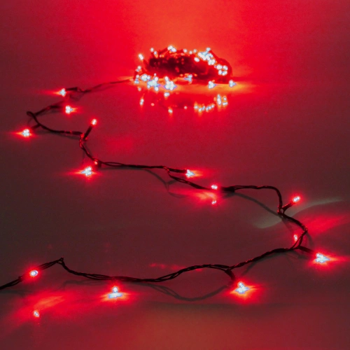 Гирлянда для дома  3,5м 36 ламп LED зелёный пров.,8 реж, IP-20, Красный