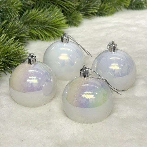 Новогодние шары 6 см (набор 4 шт) "Жемчуг", Перламутр