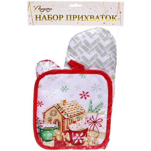 Прихватка в наборе с прихваткой-варежкой Miracle, пряничный домик, 25,517 см, 1717 см_7