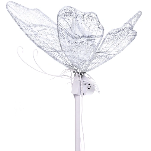 Фигура светодиодная Волшебная Бабочка на стойке h-1,78м, длина крыла 60 см (машет крыльями),220v,Белый_3