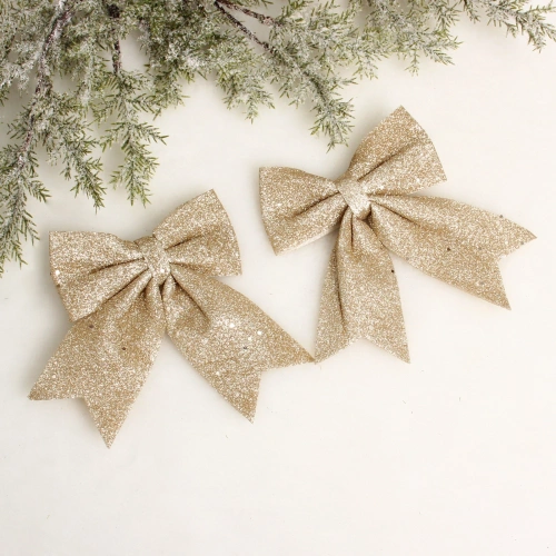 Бант на ёлку "Волшебство" 12*14*6 см (набор 2 шт), Шампань