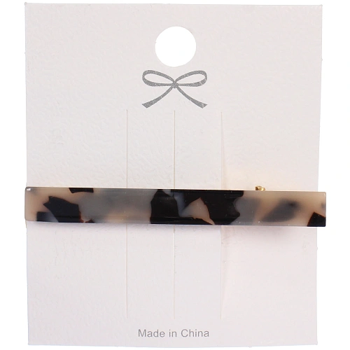 Зажим для волос "ЛАВИТА", классика, цвет бело-черный, 6.3*0,7см (белый блистер)