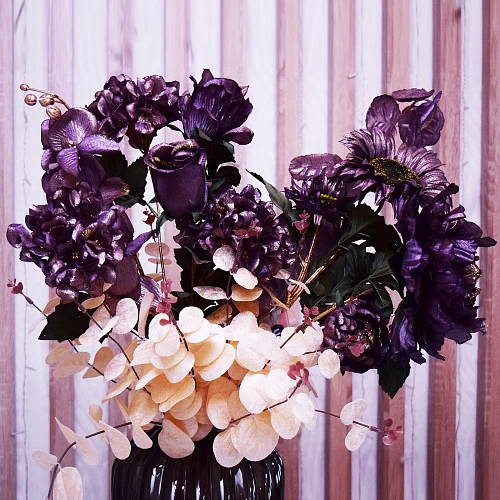 Искусственные цветы "FLOWERS GLAMOUR" 60см Пионы 2 цветка лиловые