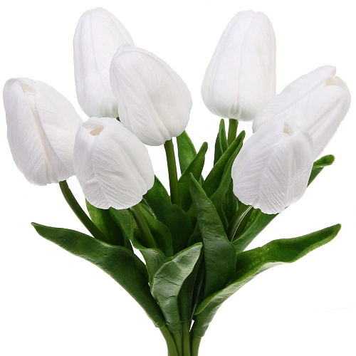 Цветы искусственные Natur 38см Тюльпаны 7шт белые_3