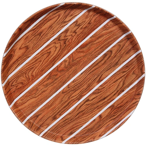 Поднос пластиковый "WOOD" 35см белая полоса