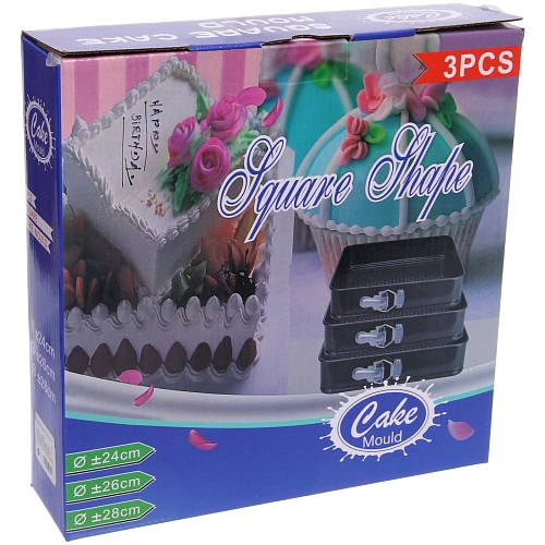 Набор из 3-х форм для выпечки раскладных, квадрат 24247см,26267см,28287см_4
