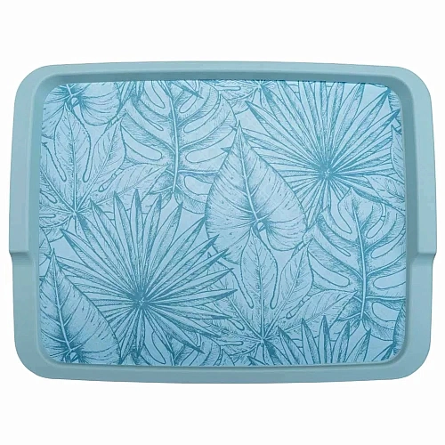 Поднос пластиковый 42,5*32*2,2см светло-голубой
